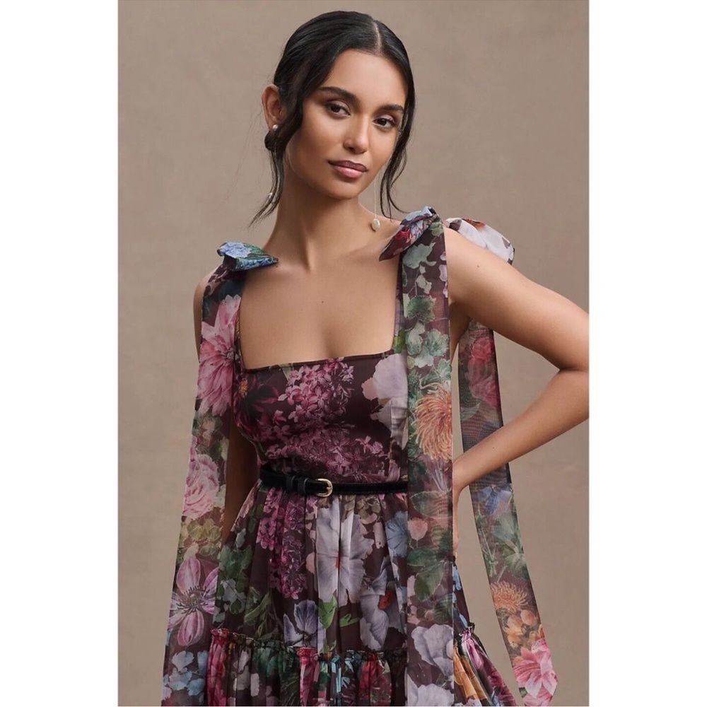 BHLDN Isabella Tiered Square-Neck A-LineMidi Dress/ size 16 - Picture 3 of 9
